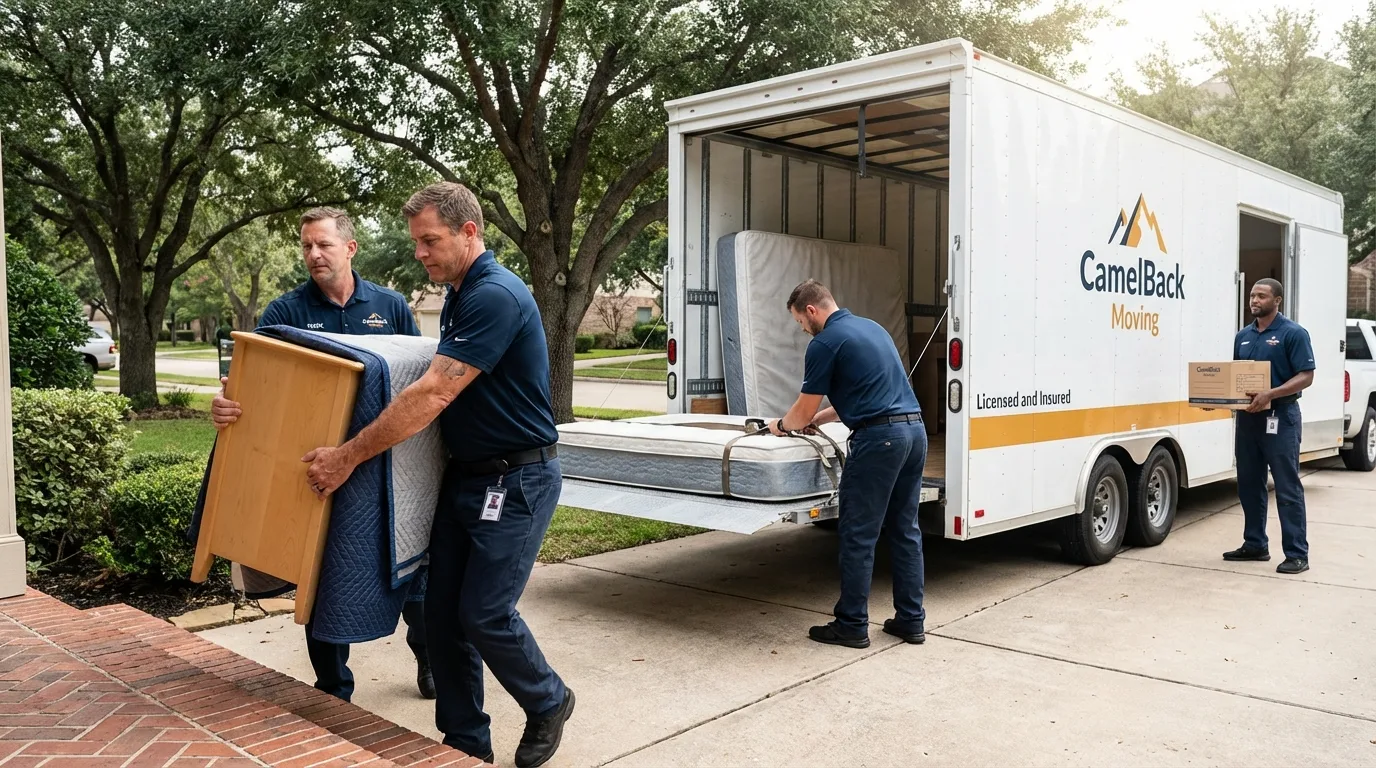 Crew loading residential truck for cross-state move from Osseo, WI